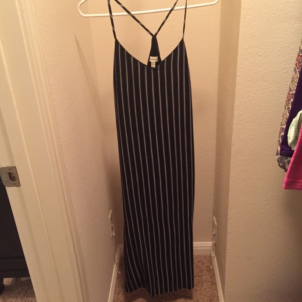 Black and white striped midi dress